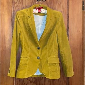 Anthropolgie Mustard yellow velvet blazer